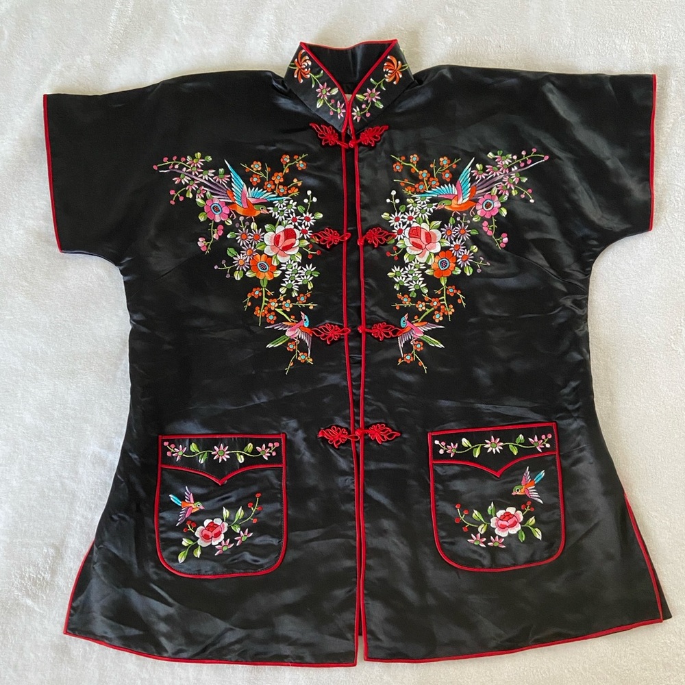 Vintage Silk Plum Blossom 1960s Kimono Top